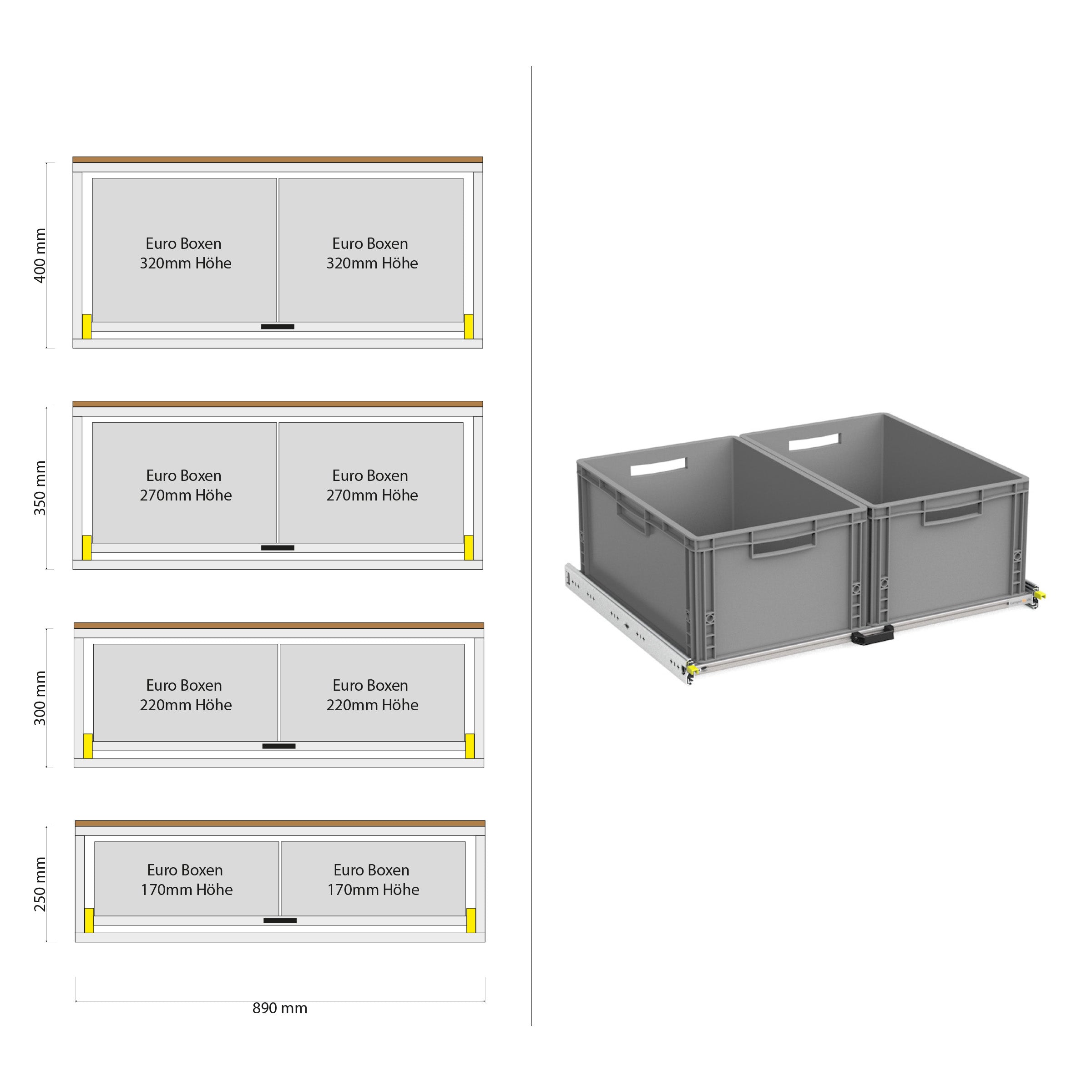 Heckauszug camperbus met plank 1200mm x 400mm